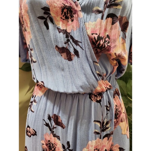 Miami Women Purple Floral 100% Rayon Short Sleeve V Neck Flowy Dress Size XS - Picture 3 of 14